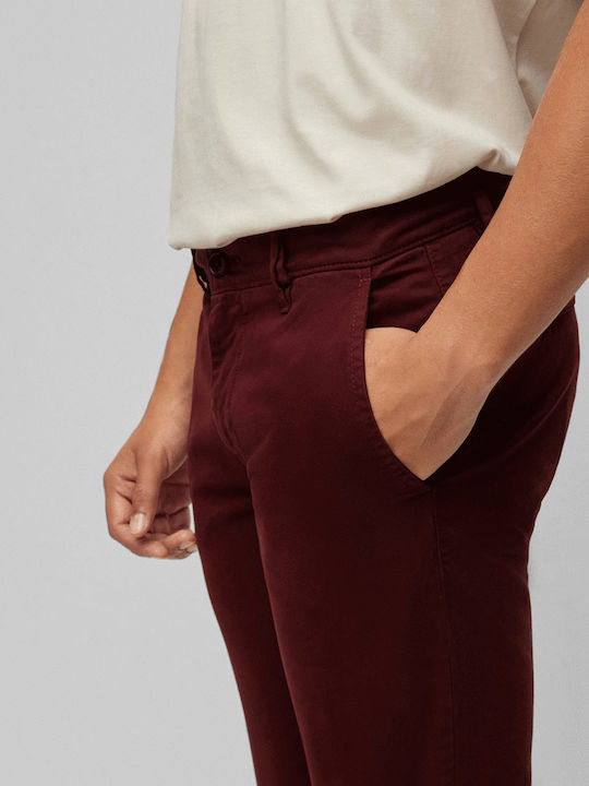 Schino Slim Trousers Chino Elastic in Slim Fit Burgundy