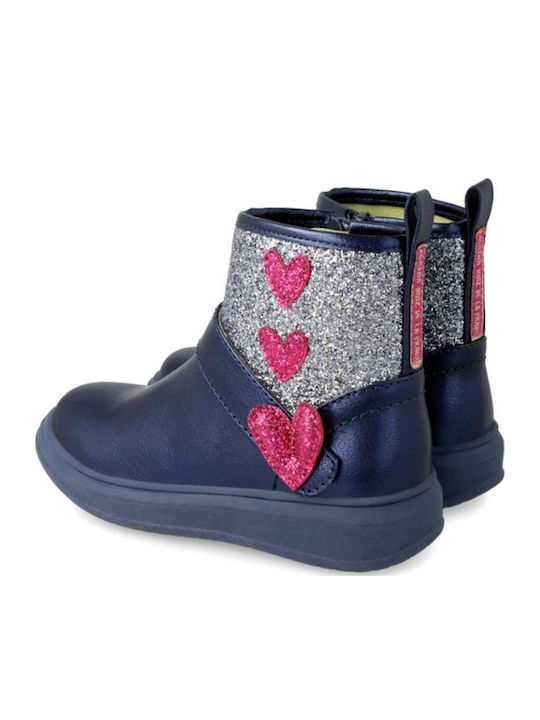 Anatomical Leather Kids Boots with Zipper Blue