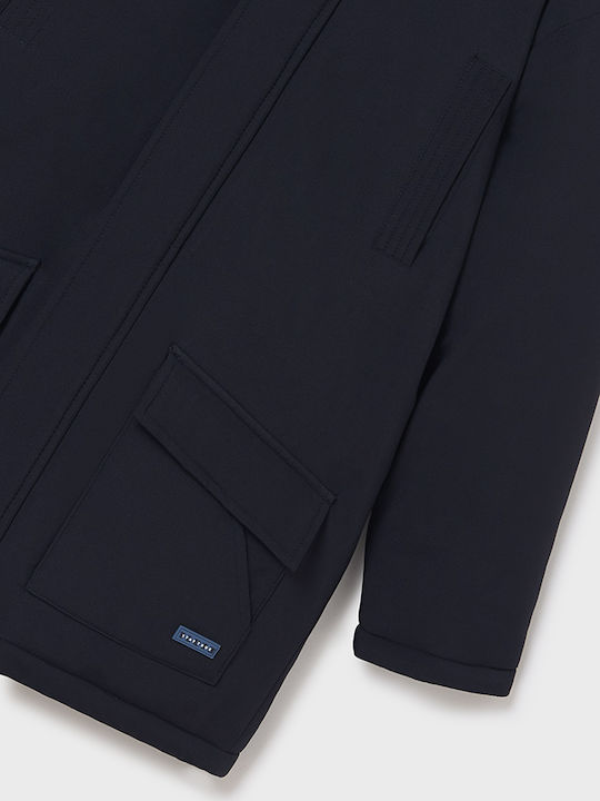 Kinder Freizeitjacke Lang mit Futter & Kapuze Marineblau