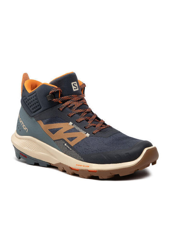 Salomon Outpulse Men's Hiking Waterproof Boots with Gore-Tex Membrane Ebony Bleached Sand Vibrant Orange