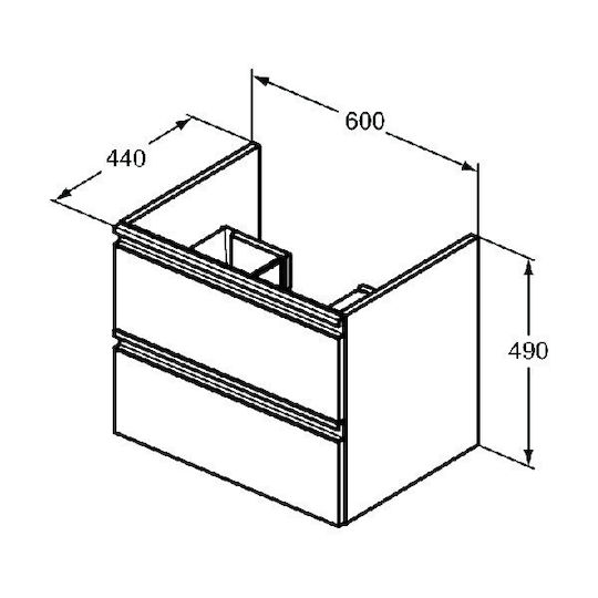 Ideal Standard Tesi T0050ZT Πάγκος χωρίς Νιπτήρα Μ60xΒ44xΥ49cm Μαύρος