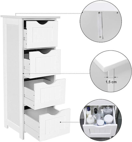 Songmics Floor Bathroom Column Cabinet L30xD30xH82cm White