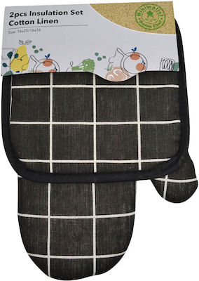 Ankor Oven Mitt and Pot Holder Set Black