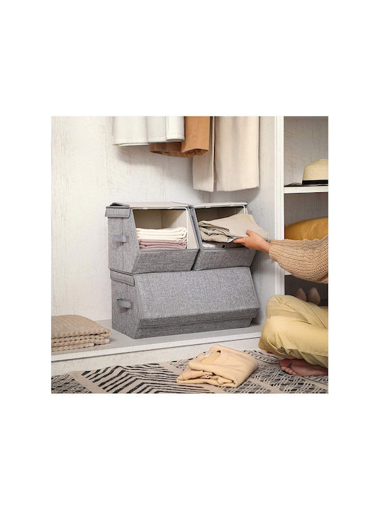 Songmics Fabric Storage Box with Lid Gray 50x35x25cm 3pcs