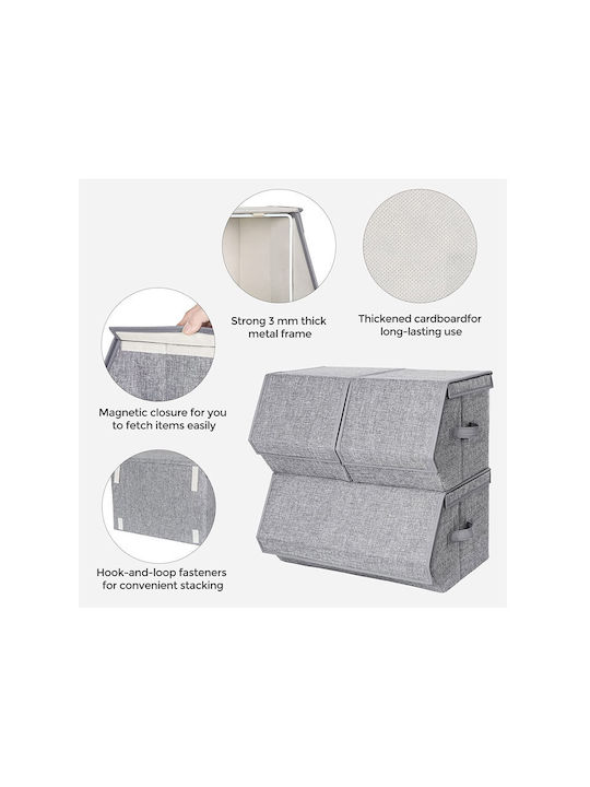 Songmics Fabric Storage Box with Lid Gray 50x35x25cm 3pcs