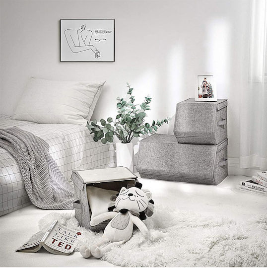 Songmics Тъкан Кутия за съхранение с капак Сив 50x35x25см 3бр