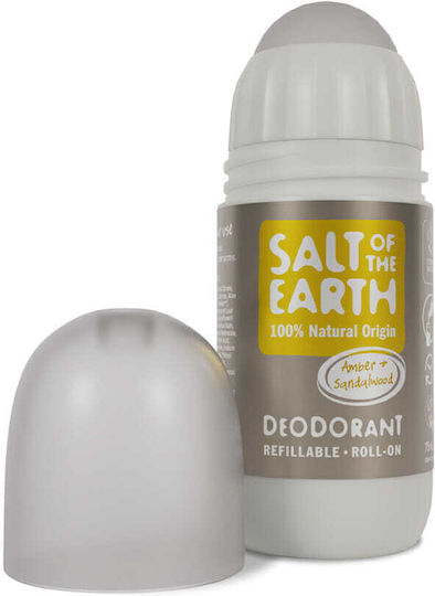 Salt of the Earth Amber & Sandalwood Refillable Φυσικό Αποσμητικό σε Roll-On Χωρίς Αλουμίνιο 75ml