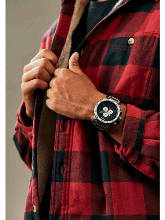 Nixon Ανδρικό Ρολόι 51mm Χρονογράφος Μπαταρίας με Μαύρο Μεταλλικό Μπρασελέ