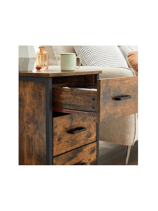 Wooden Bedside Table with Metallic Legs Brown 40x40x60cm