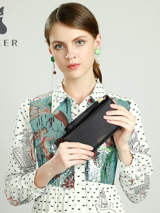 Large Leather Women's Wallet Classic with RFID Black