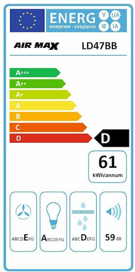 Proff Airmax LD47BB Kamin-Dunstabzug 90cm Schwarz