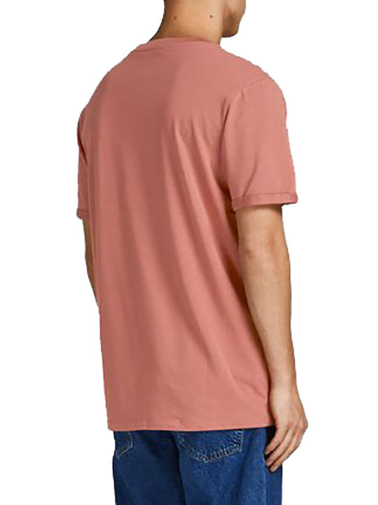 Jack & Jones Herren T-Shirt Kurzarm mit V-Ausschnitt Rosa