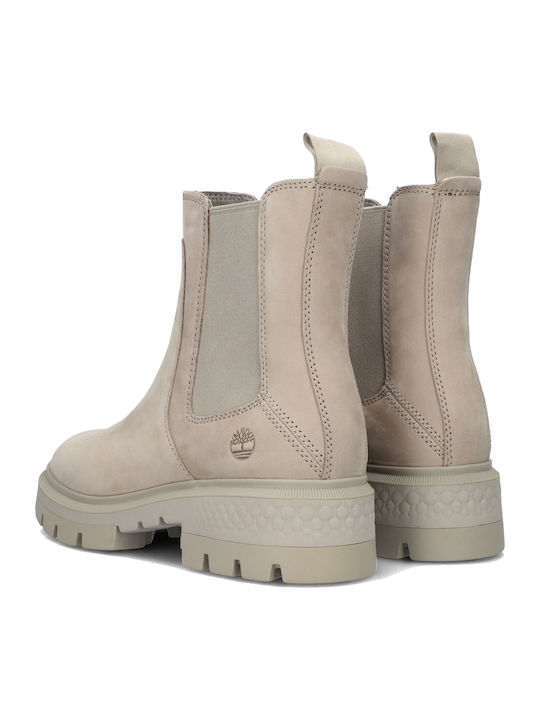 Cortina Valley Leather Women's Chelsea Boots with Medium Heel Taupe