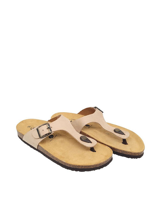 Plakton Leather Women's Flat Sandals Anatomic Nocciola