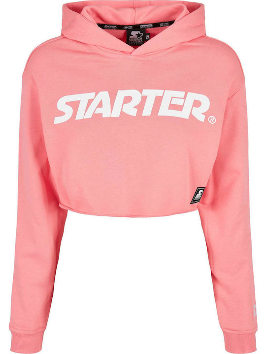 Cropped Women's Sweatshirt Hooded Pink Grapefruit