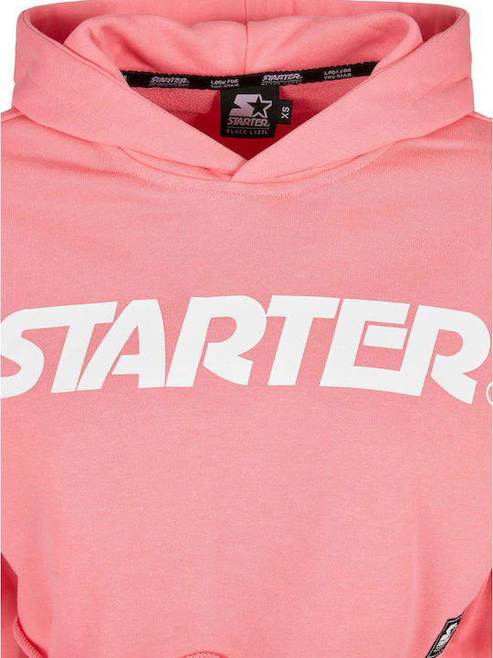 Cropped Women's Sweatshirt Hooded Pink Grapefruit