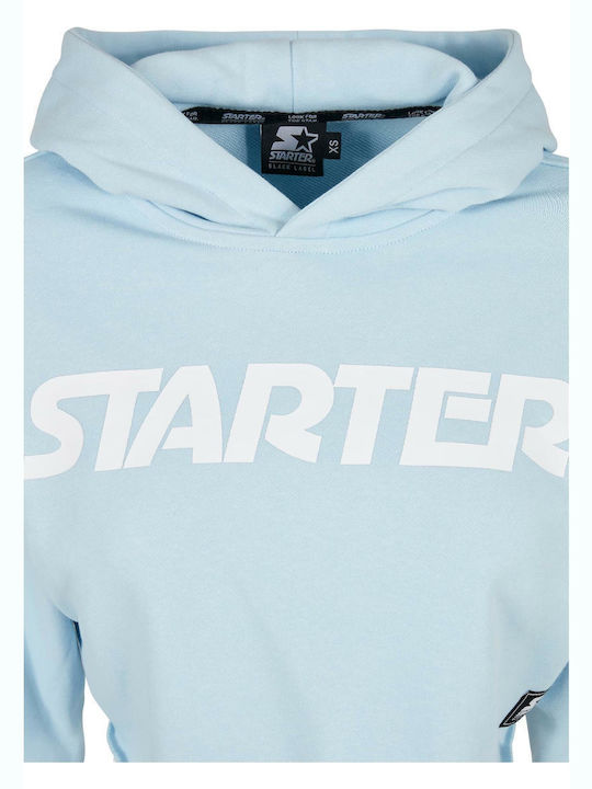 Cropped Γυναικείο Φούτερ με Κουκούλα Ice Water Blue