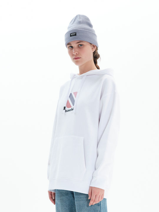 Long Women's Sweatshirt Velvet Hooded White