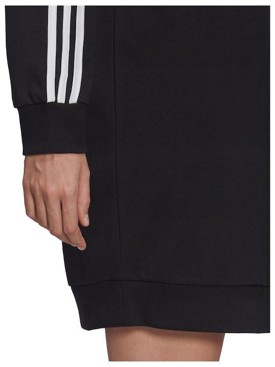 3-Stripes Mini Athletic Long Sleeve Black Dress