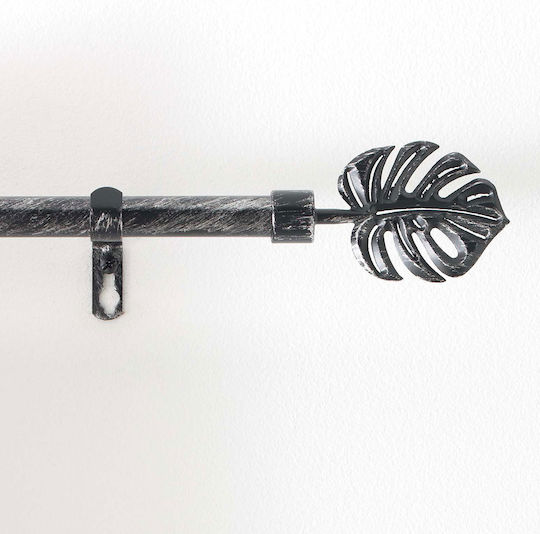 Ausziehbare Metallische Vorhangstange L-C Tropi Einzeln Φ19mm 120-210cm Schwarz / Silber 1900294