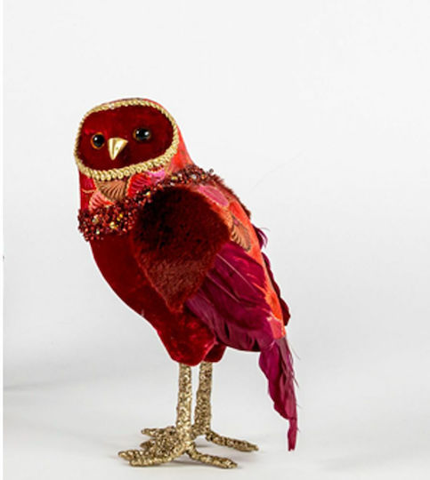 Iliadis Weihnachtliche Stoff Figur Eule Rot Höhe 25cm