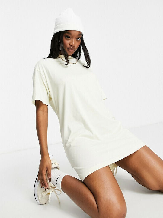 Sportswear Essential Summer Mini Athletic T-Shirt Short Sleeve Beige Dress