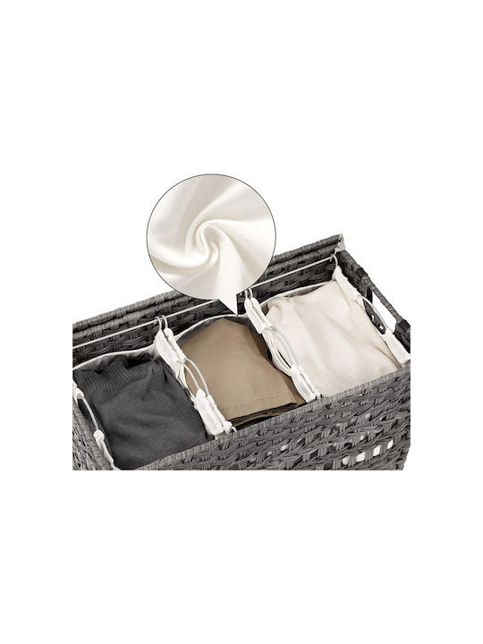 Songmics Coș De Rufe Metalic Pliabil 143lt Cu Capac 66x35x60.5cm Gri
