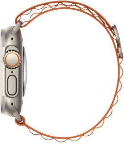 Apple Watch Ultra Titanium 49mm Waterproof with eSIM and Heart Rate Monitor (Orange Alpine Loop - Small)