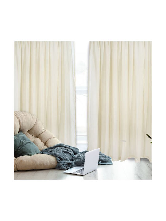 Das Home Κουρτίνα με Τρέσα 2193 Μπέζ 450x270εκ.