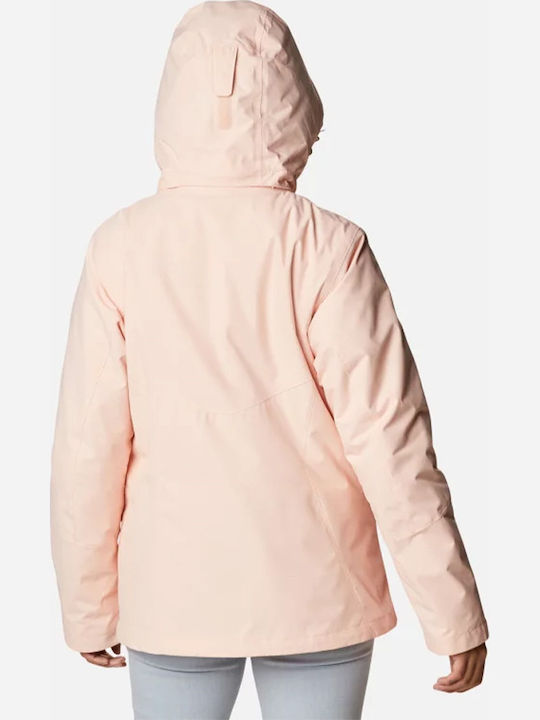 Bugaboo II Fleece Interchange 3 In 1 Women's Hiking Short Sports Jacket Waterproof for Winter with Detachable Hood Pink