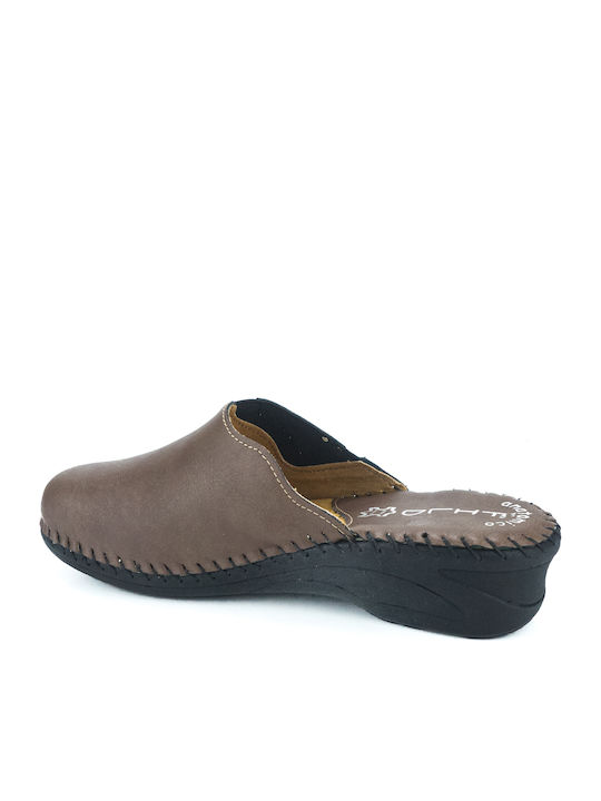 Sparta 21 Anatomical Leather Women's Slippers Brown