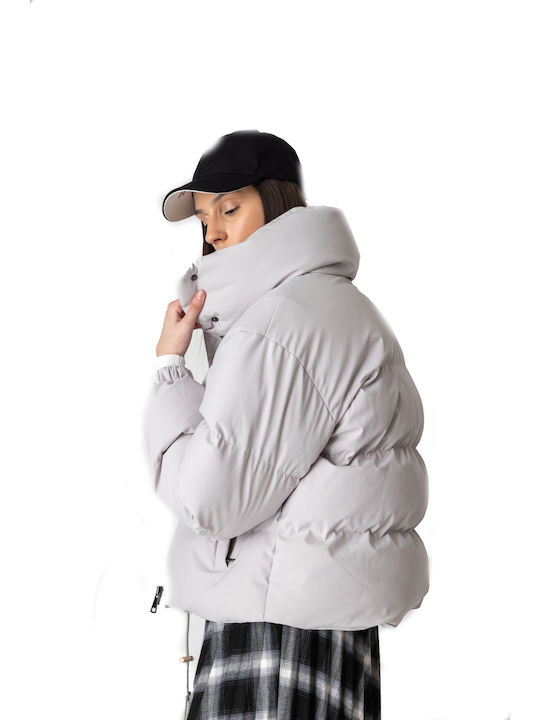 Splendid Women's Short Puffer Jacket for Winter Gray