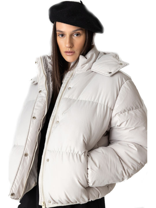 Women's Short Puffer Jacket for Winter with Hood Ice