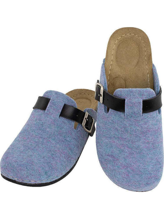 Anatomical Leather Women's Slippers Light Blue