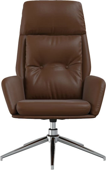 Sessel Drehbar aus echtem Leder Braun 70x77x94cm