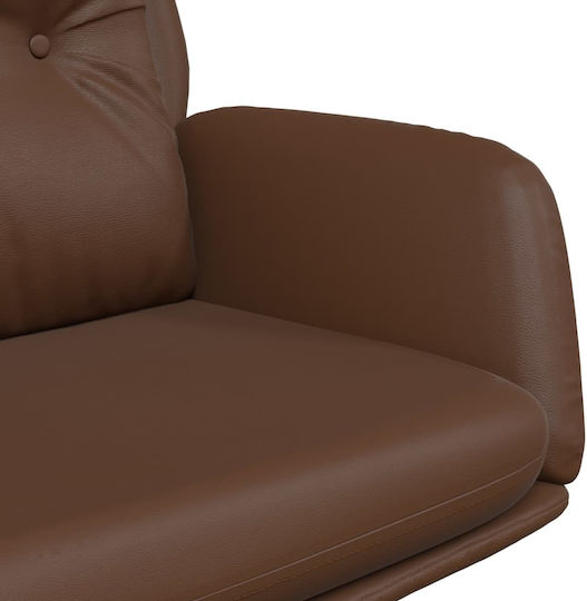 Sessel Drehbar aus echtem Leder Braun 70x77x94cm