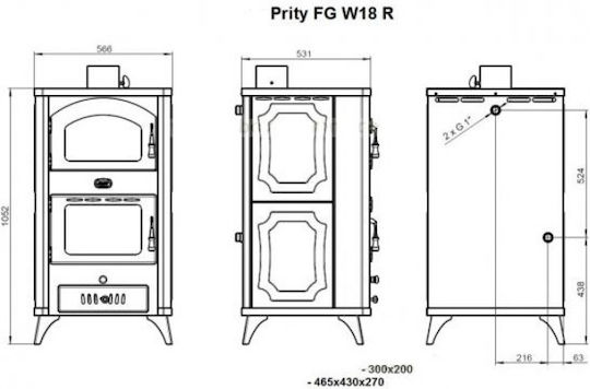 Prity WD W15 Μεταλλική Ξυλόσομπα Καλοριφέρ 19kW Μπεζ