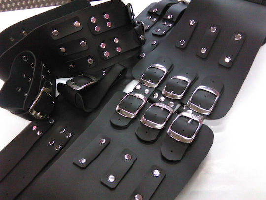 Комплект за Връзване на Тяло с Крайници BDSM Комплект за кожено робство с колан и каишки за крака
