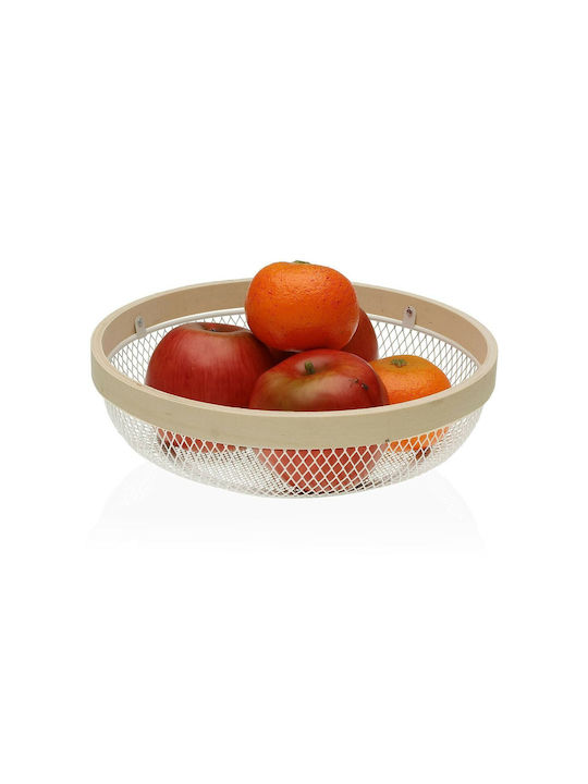 Versa Fruit Bowl Metallic White 25x25x7cm