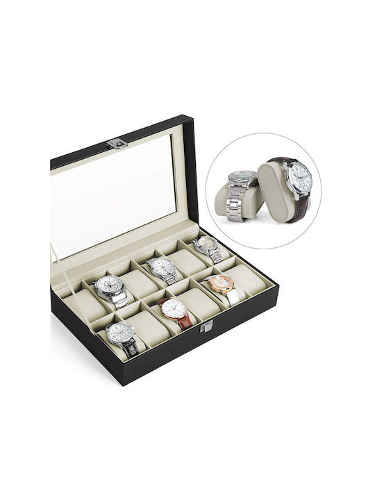 Songmics Watch Case for 12 Watches Black JWB12BE Songmics Watch Case for 12 Watches Black JWB12BE