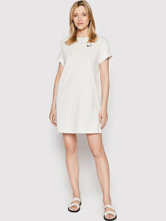 Sportswear Swoosh Rochii De Vară Pentru Femei Mini Sport Rochie Tricou Mâneca Scurtă Albă