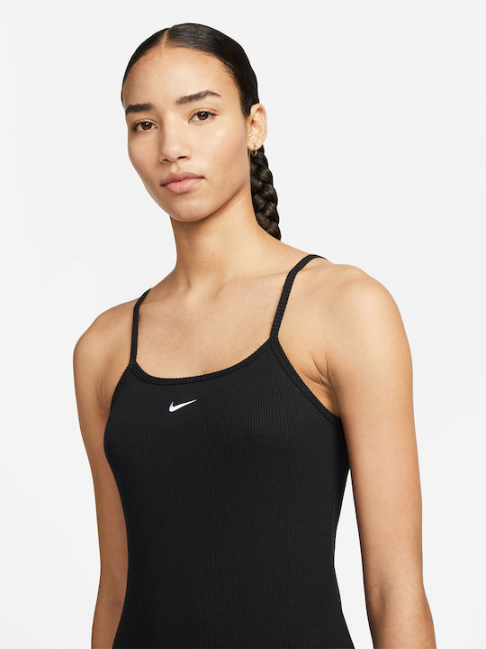 Sportswear Essential Καλοκαιρινό Mini Φόρεμα Πλεκτό Μαύρο