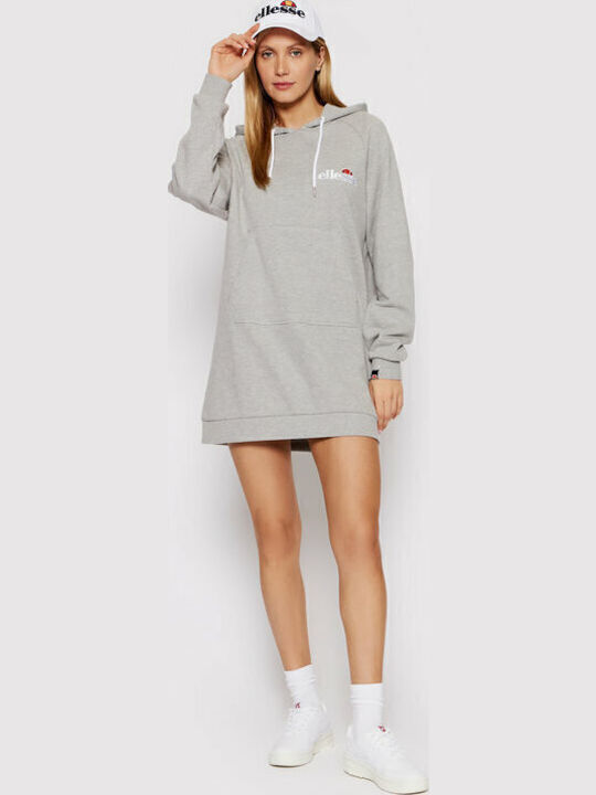 Honey Mini Athletic Dress Long Sleeve with Hood Gray