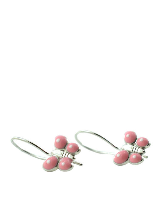 Papoulidis Jewellery Κρεμαστά Πεταλούδες από Χρυσό 9K