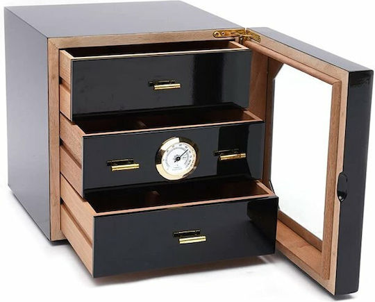 0128-B Holz Schaukasten Zigarrenbefeuchter 60 mit Hygrometer 24.7cmx24.4cmx25cmcm