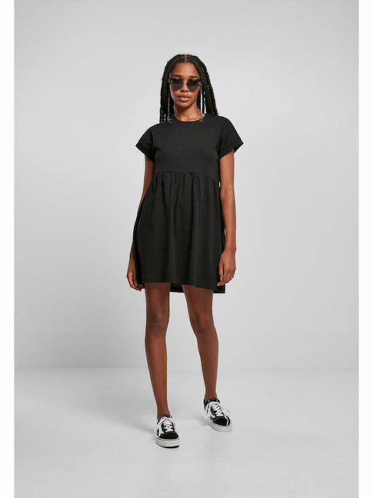 Rochii De Vară Pentru Femei Mini Tricou Rochie Cu Volane Neagră