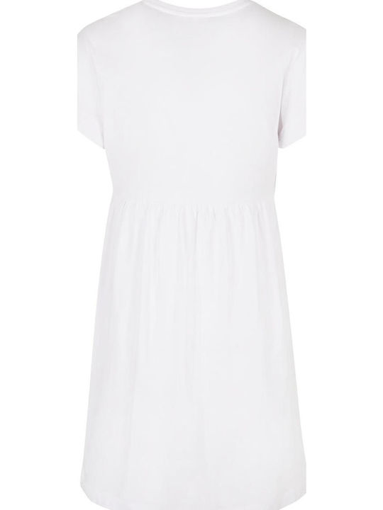 Sommer Mini T-Shirt Damenkleid mit Rüschen Kapuze Weiß
