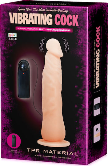 Baile Vibrating Cock Manual Vibration & Multi-direction Movement Realistic Vibrator 23cm Flesh
