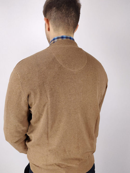 Redmond Men's Long Sleeve Sweater with V-Neck Brown