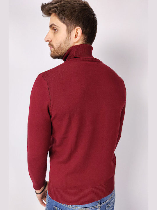 Sportswear Men's Long Sleeve Sweater Turtleneck Burgundy